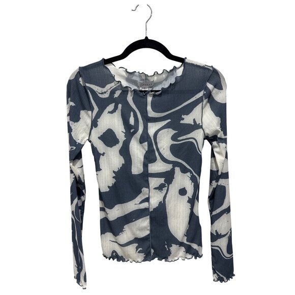 Topshop Women's Long Sleeve Abstract Print Top Size 8 - Picture 2 of 7